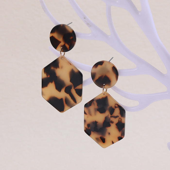 Wholesale Geometric Circle Acetate Sheet Acrylic Resin Leopard Print Earrings JDC-ES-Ruol006 Earrings 若龙 Light tortoiseshell A11-1-3-7 Wholesale Jewelry JoyasDeChina Joyas De China