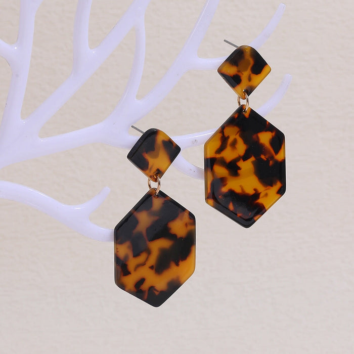 Wholesale Geometric Circle Acetate Sheet Acrylic Resin Leopard Print Earrings JDC-ES-Ruol006 Earrings 若龙 Square tortoiseshell A11-1-3-4 Wholesale Jewelry JoyasDeChina Joyas De China