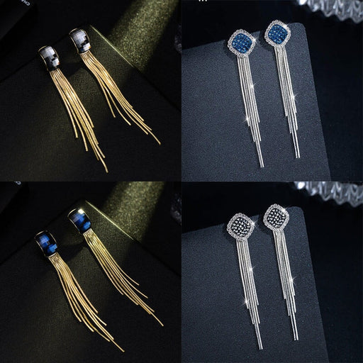 Wholesale geometric multilayer crystal tassel earrings JDC-ES-Sideng031 Earrings 思登 Wholesale Jewelry JoyasDeChina Joyas De China