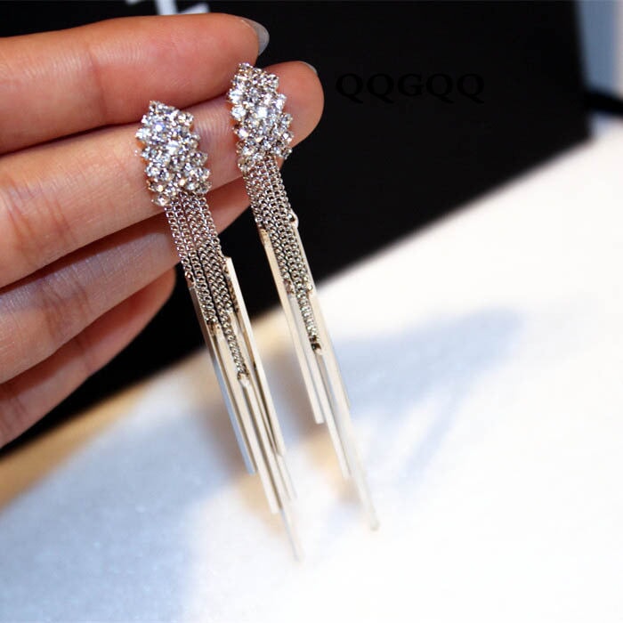 Wholesale geometric multilayer crystal tassel earrings JDC-ES-Sideng031 Earrings 思登 E silver Wholesale Jewelry JoyasDeChina Joyas De China