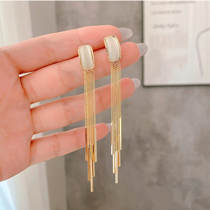 Wholesale geometric multilayer crystal tassel earrings JDC-ES-Sideng031 Earrings 思登 White Wholesale Jewelry JoyasDeChina Joyas De China