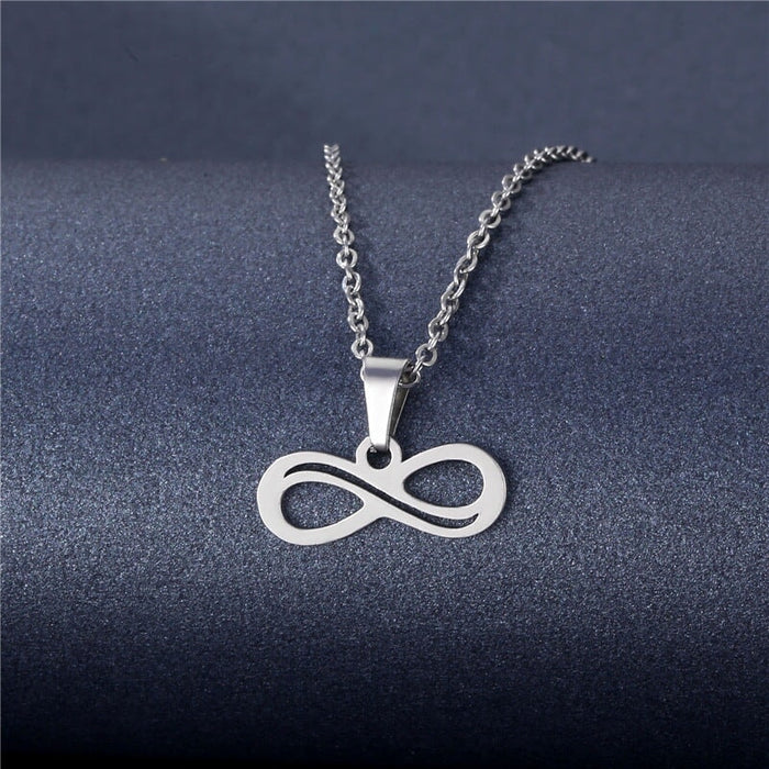 Wholesale Geometric Silver Stainless Steel Floral Heart Necklace JDC-ES-MINGM005 necklaces 敏萌 Wholesale Jewelry JoyasDeChina Joyas De China