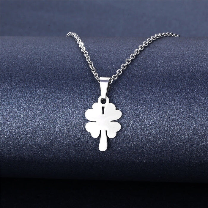 Wholesale Geometric Silver Stainless Steel Floral Heart Necklace JDC-ES-MINGM005 necklaces 敏萌 Wholesale Jewelry JoyasDeChina Joyas De China