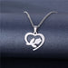 Wholesale Geometric Silver Stainless Steel Floral Heart Necklace JDC-ES-MINGM005 necklaces 敏萌 Wholesale Jewelry JoyasDeChina Joyas De China