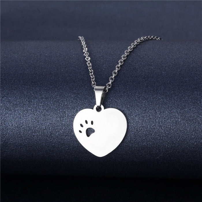 Wholesale Geometric Silver Stainless Steel Floral Heart Necklace JDC-ES-MINGM005 necklaces 敏萌 Wholesale Jewelry JoyasDeChina Joyas De China