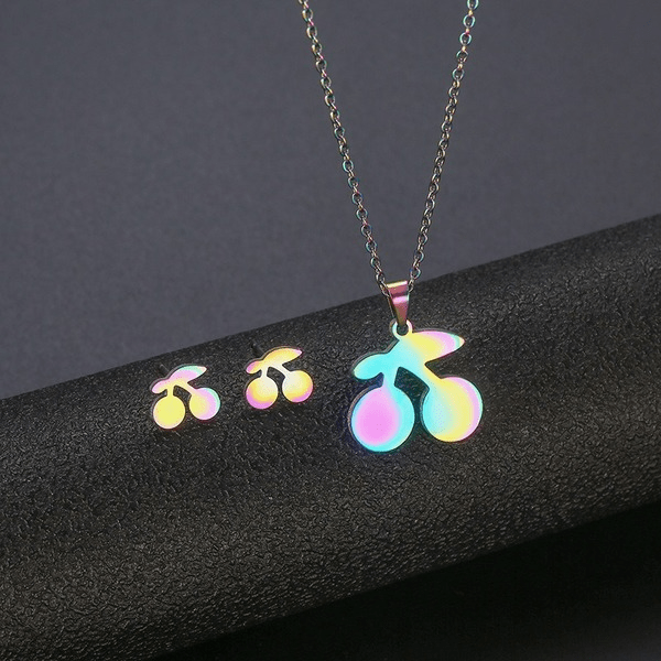 Wholesale Geometric Stainless Steel Love Butterfly Stud Earrings Necklace Set JDC-ES-MINGM020 Earrings 敏萌 Wholesale Jewelry JoyasDeChina Joyas De China