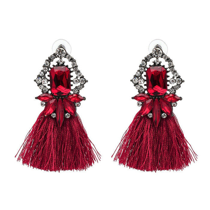 Wholesale glass tassel earrings JDC-ES-LIUM028 Earrings 榴芒 red Wholesale Jewelry JoyasDeChina Joyas De China