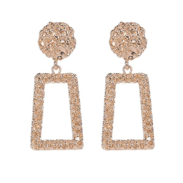 Wholesale Gold Frosted Square Embossed Vintage Earrings JDC-ES-D610 Earrings 晴雯 Wholesale Jewelry JoyasDeChina Joyas De China