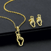 Wholesale Gold Geometric Bear Necklace Earrings Set Stainless Steel JDC-ES-MINGM011 Earrings 敏萌 Wholesale Jewelry JoyasDeChina Joyas De China