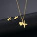 Wholesale Gold Geometric Bear Necklace Earrings Set Stainless Steel JDC-ES-MINGM011 Earrings 敏萌 Tz112 (gold) Wholesale Jewelry JoyasDeChina Joyas De China