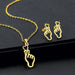 Wholesale Gold Geometric Bear Necklace Earrings Set Stainless Steel JDC-ES-MINGM014 Earrings 敏萌 Tz280 (gold) Wholesale Jewelry JoyasDeChina Joyas De China