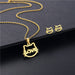 Wholesale Gold Geometric Bear Necklace Earrings Set Stainless Steel JDC-ES-MINGM015 Earrings 敏萌 TZ182 (gold) Wholesale Jewelry JoyasDeChina Joyas De China