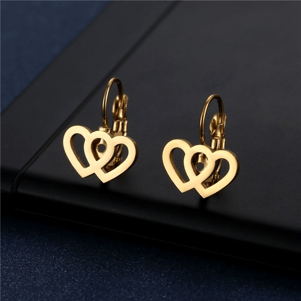 Wholesale Gold Heart Geometric Stainless Steel Earrings JDC-ES-MINGM021 Earrings 敏萌 Wholesale Jewelry JoyasDeChina Joyas De China