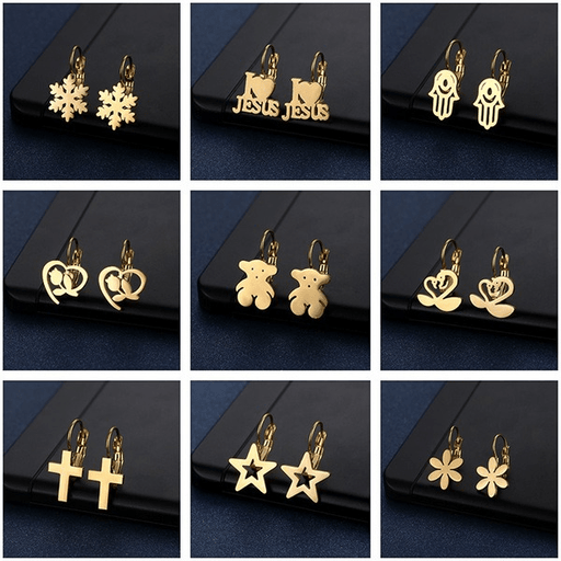 Wholesale Gold Heart Geometric Stainless Steel Earrings JDC-ES-MINGM021 Earrings 敏萌 Wholesale Jewelry JoyasDeChina Joyas De China