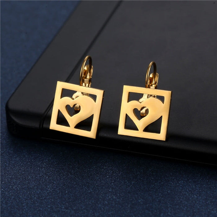 Wholesale Gold Heart Geometric Stainless Steel Earrings JDC-ES-MINGM024 Earrings 敏萌 EZ55 Wholesale Jewelry JoyasDeChina Joyas De China