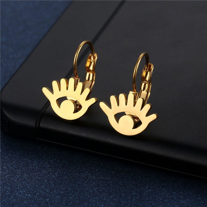 Wholesale Gold Heart Geometric Stainless Steel Earrings JDC-ES-MINGM025 Earrings 敏萌 EZ58 Wholesale Jewelry JoyasDeChina Joyas De China