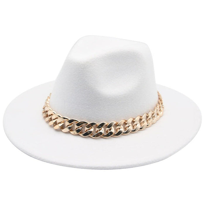 Wholesale Gold Necklace Felt Hat Flat Brim Big Brim Jazz Wool Top Hat JDC-FH-Guanchuan001 Fashionhat 冠川 Wholesale Jewelry JoyasDeChina Joyas De China