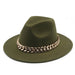 Wholesale Gold Necklace Felt Hat Flat Brim Big Brim Jazz Wool Top Hat JDC-FH-Guanchuan001 Fashionhat 冠川 Army green M(56-58cm) Wholesale Jewelry JoyasDeChina Joyas De China