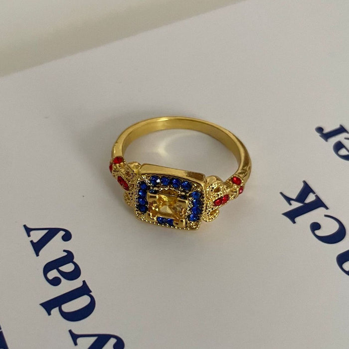 Wholesale Gold Plated Alloy Band Rhinestone Gemstone Ring JDC-RS-Sanj010 Rings 三杰 Wholesale Jewelry JoyasDeChina Joyas De China