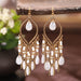 Wholesale Gold Plated Tassel Metal Boho Chain Earrings JDC-ES-Daiq008 Earrings 黛茜 E1819-1 white Wholesale Jewelry JoyasDeChina Joyas De China