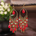 Wholesale Gold Plated Tassel Metal Boho Chain Earrings JDC-ES-Daiq008 Earrings 黛茜 E1819-6 red Wholesale Jewelry JoyasDeChina Joyas De China