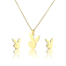 Wholesale Gold Rabbit Stainless Steel Necklace Stud Earrings Set JDC-ES-MINGM003 Earrings 敏萌 Wholesale Jewelry JoyasDeChina Joyas De China