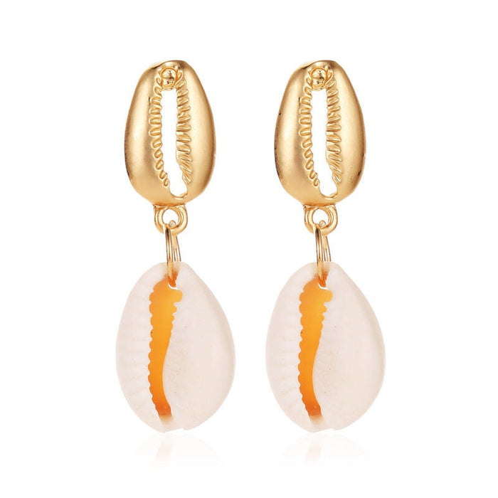 Wholesale Gold Round Crystal Natural Shell Earrings JDC-ES-D773 Earrings 晴雯 01 Asian Gold 4515 Yajin Wholesale Jewelry JoyasDeChina Joyas De China