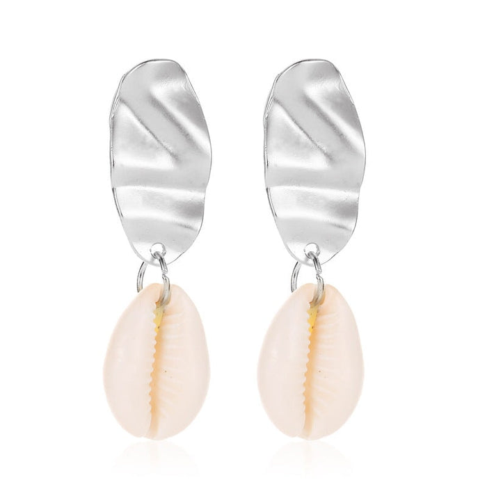 Wholesale Gold Round Crystal Natural Shell Earrings JDC-ES-D773 Earrings 晴雯 02 Asian silver 4510 Yajin Wholesale Jewelry JoyasDeChina Joyas De China