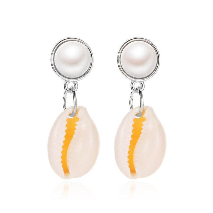 Wholesale Gold Round Crystal Natural Shell Earrings JDC-ES-D773 Earrings 晴雯 02 white K 4533 Yajin Wholesale Jewelry JoyasDeChina Joyas De China