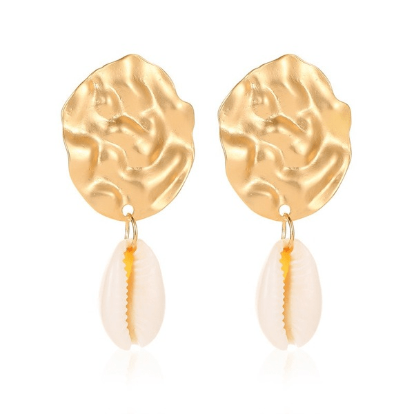 Wholesale Gold Round Crystal Natural Shell Earrings JDC-ES-D773 Earrings 晴雯 Wholesale Jewelry JoyasDeChina Joyas De China