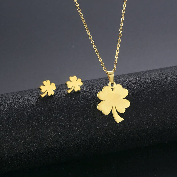 Wholesale gold stainless steel earrings necklace set combination JDC-NE-MINGM002 Necklace 敏萌 TZ73 Wholesale Jewelry JoyasDeChina Joyas De China