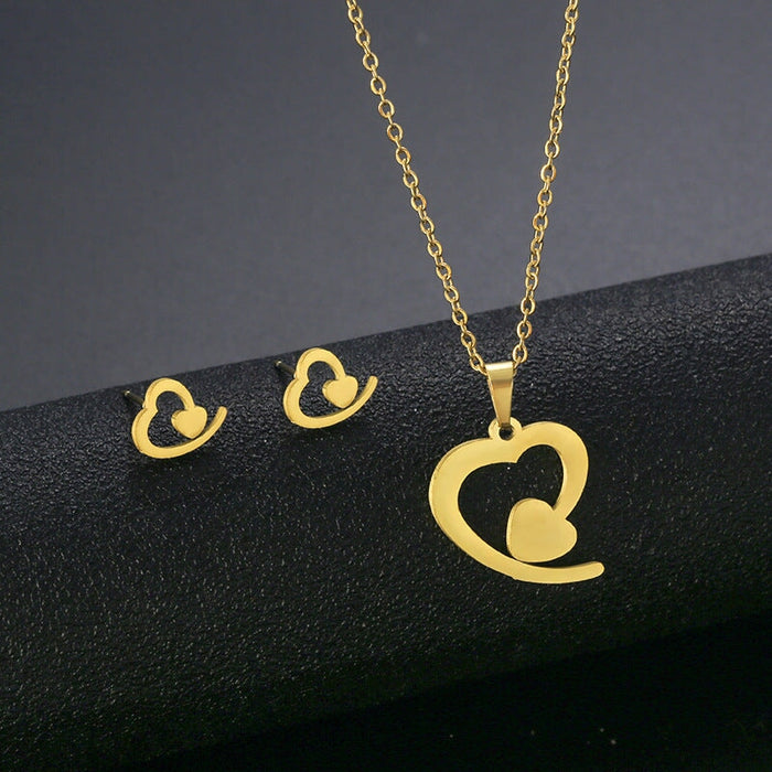 Wholesale gold stainless steel earrings necklace set combination JDC-NE-MINGM002 Necklace 敏萌 TZ91 Wholesale Jewelry JoyasDeChina Joyas De China