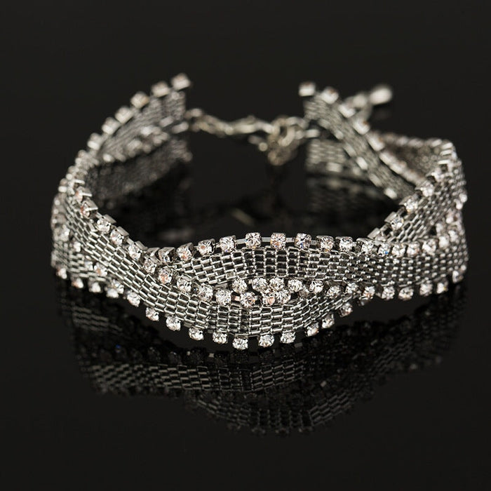 Wholesale gold woven rhinestone bracelet JDC-BT-ZHONGW007 Bracelet 众薇 Wholesale Jewelry JoyasDeChina Joyas De China