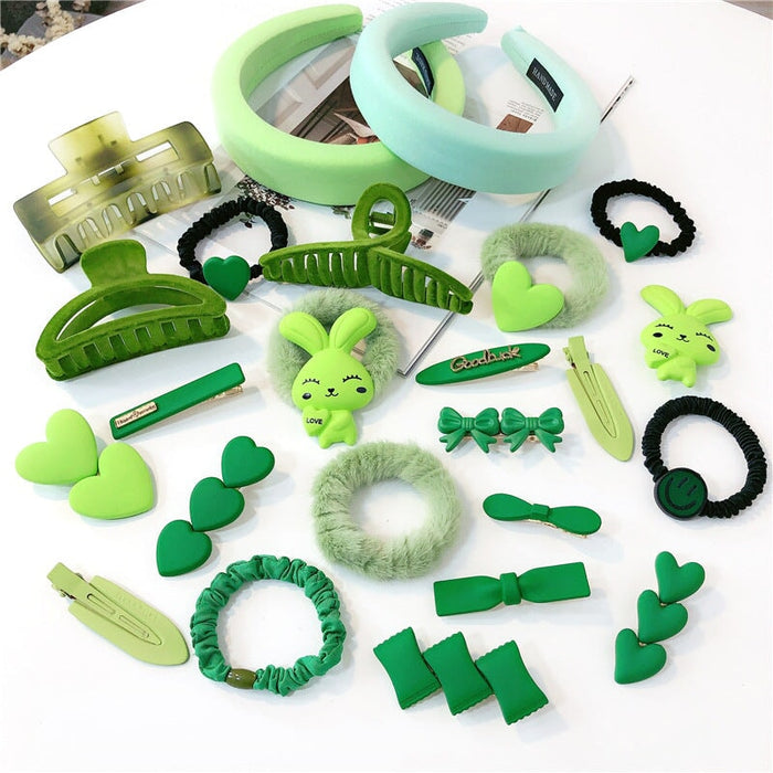 Wholesale Green Bow Plastic Resin Hair Clip Hair Rope JDC-HC-Jiax007 Hair Clips 佳芯 Wholesale Jewelry JoyasDeChina Joyas De China