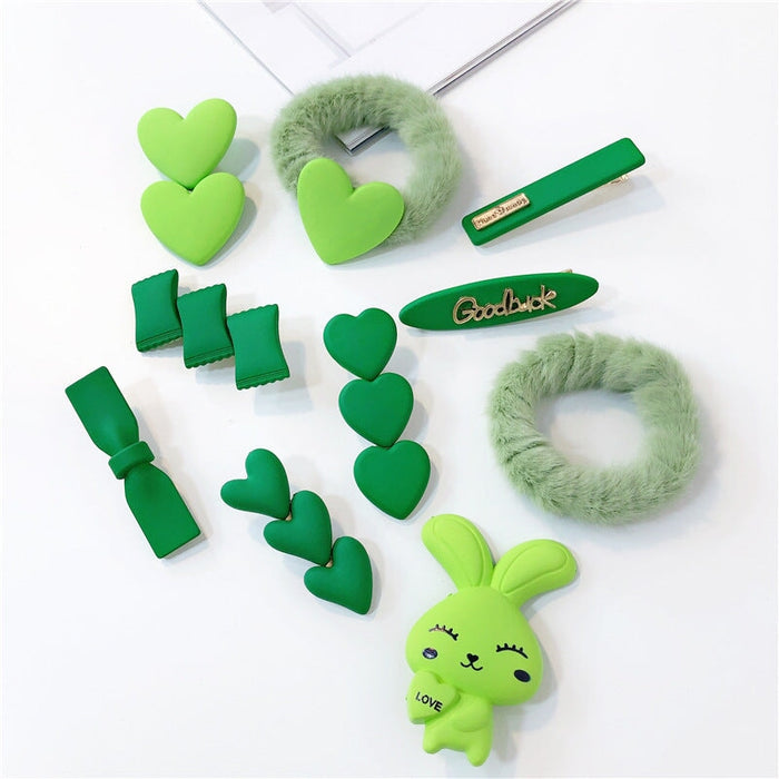 Wholesale Green Bow Plastic Resin Hair Clip Hair Rope JDC-HC-Jiax007 Hair Clips 佳芯 Wholesale Jewelry JoyasDeChina Joyas De China