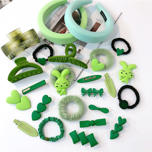 Wholesale Green Bow Plastic Resin Hair Clip Hair Rope JDC-HC-Jiax007 Hair Clips 佳芯 Wholesale Jewelry JoyasDeChina Joyas De China