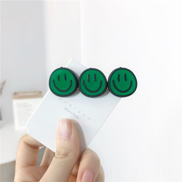 Wholesale Green Smiley Plastic Resin Hair Clip Hair Rope JDC-HC-Jiax006 Hair Clips 佳芯 2410 Wholesale Jewelry JoyasDeChina Joyas De China