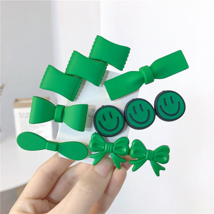 Wholesale Green Smiley Plastic Resin Hair Clip Hair Rope JDC-HC-Jiax006 Hair Clips 佳芯 Wholesale Jewelry JoyasDeChina Joyas De China