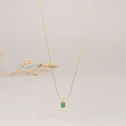 Wholesale green Stainless Steel Gold Plated Necklace JDC-NE-YS063 Necklaces 艺昇 Wholesale Jewelry JoyasDeChina Joyas De China