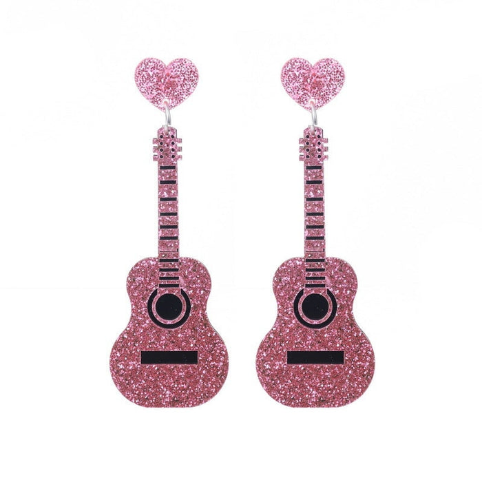 Wholesale guitar acrylic earrings JDC-ES-XUEP001 Earrings 雪帕 Wholesale Jewelry JoyasDeChina Joyas De China