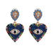 Wholesale heart set crystal metal earrings JDC-ES-LIUM021 Earrings 榴芒 blue Wholesale Jewelry JoyasDeChina Joyas De China