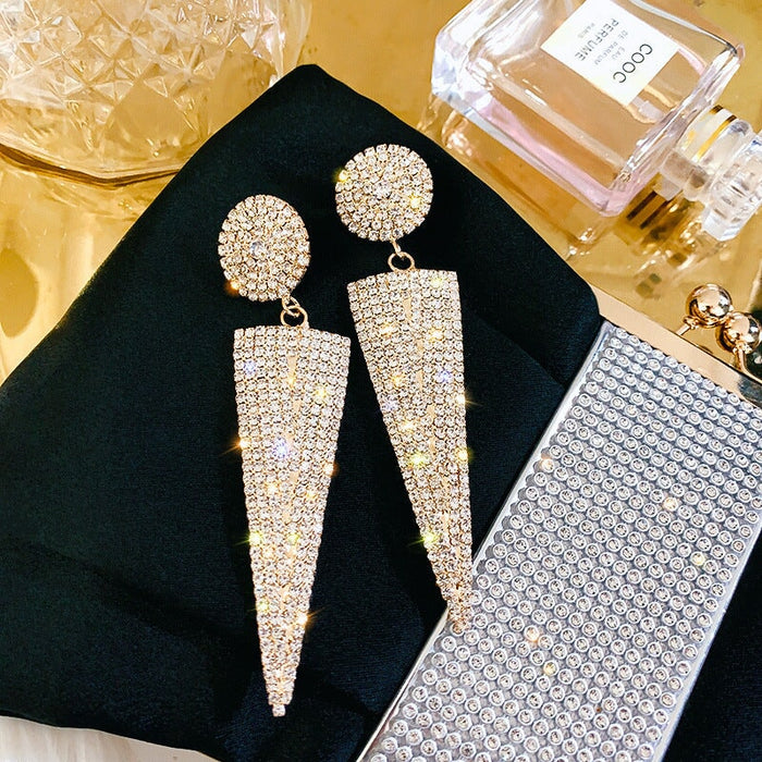 Wholesale Heavy Industry Triangle Diamond Large Earrings JDC-ES-Sideng026 Earrings 思登 Wholesale Jewelry JoyasDeChina Joyas De China