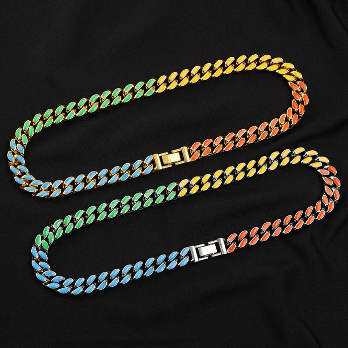 Wholesale Hip Hop Alloy Color Rubber Cuban Necklace JDC-NE-LSL001 老饰狼 Gold Necklace 45cm Wholesale Jewelry JoyasDeChina Joyas De China