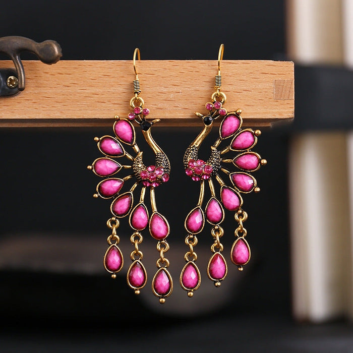 Wholesale Hollow Long Rhinestone Metal Alloy Earrings JDC-ES-Daiq009 Earrings 黛茜 Wholesale Jewelry JoyasDeChina Joyas De China