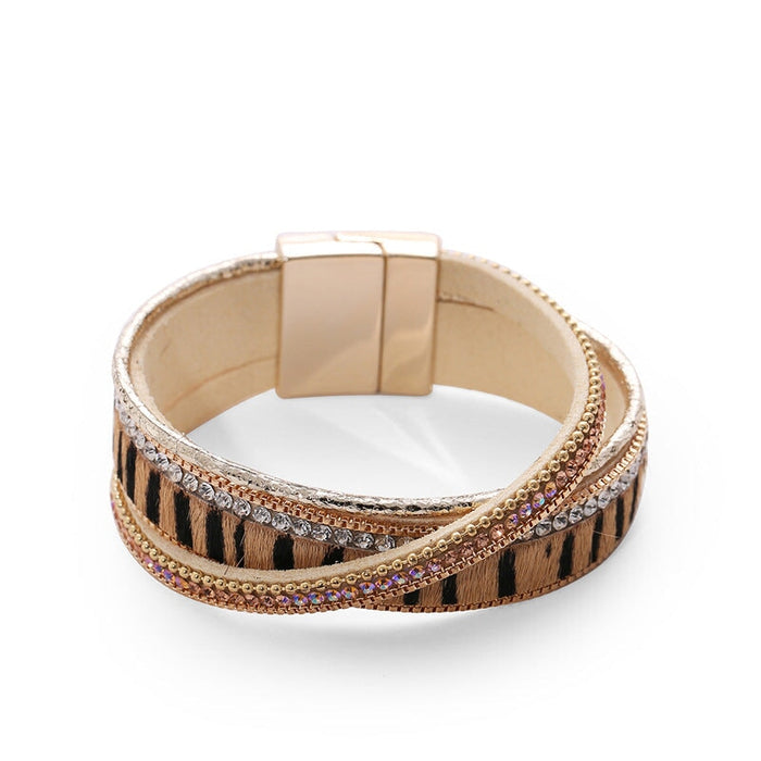 Wholesale Horsehair Rhinestone Leather Alloy Multilayer Buckle Bracelet JDC-BT-DHJ014 Bracelet 邓会君 Wholesale Jewelry JoyasDeChina Joyas De China