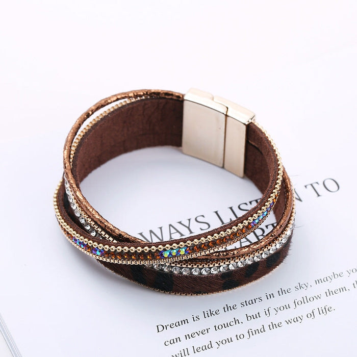 Wholesale Horsehair Rhinestone Leather Alloy Multilayer Buckle Bracelet JDC-BT-DHJ014 Bracelet 邓会君 Wholesale Jewelry JoyasDeChina Joyas De China