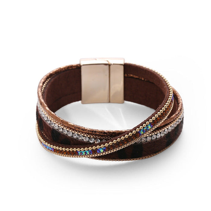 Wholesale Horsehair Rhinestone Leather Alloy Multilayer Buckle Bracelet JDC-BT-DHJ014 Bracelet 邓会君 Wholesale Jewelry JoyasDeChina Joyas De China