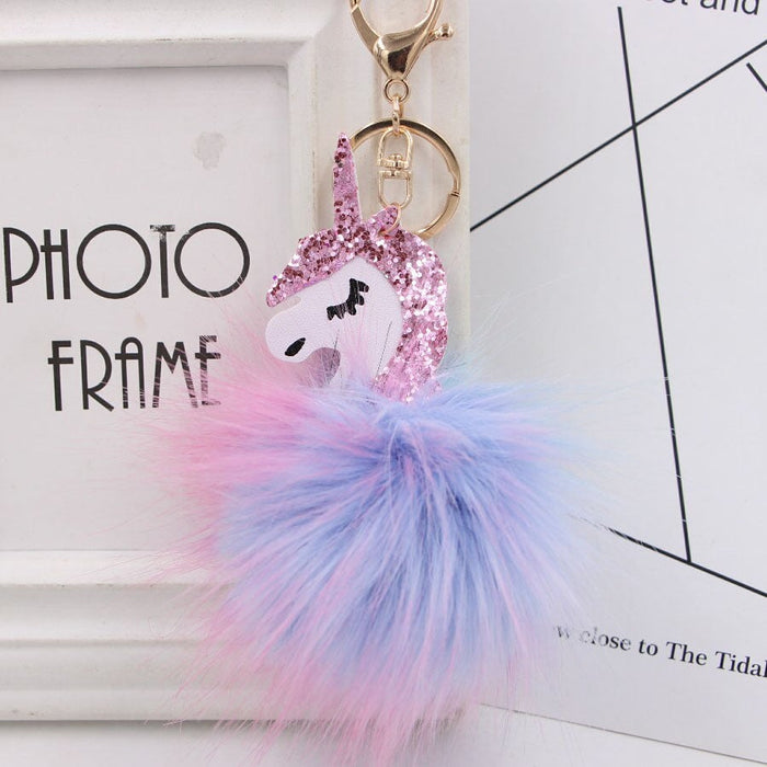 Wholesale Imitation Hair Alloy Hair Ball Pom Pom Keychain JDC-KC-Zuge014 Keychains 祖格 Wholesale Jewelry JoyasDeChina Joyas De China