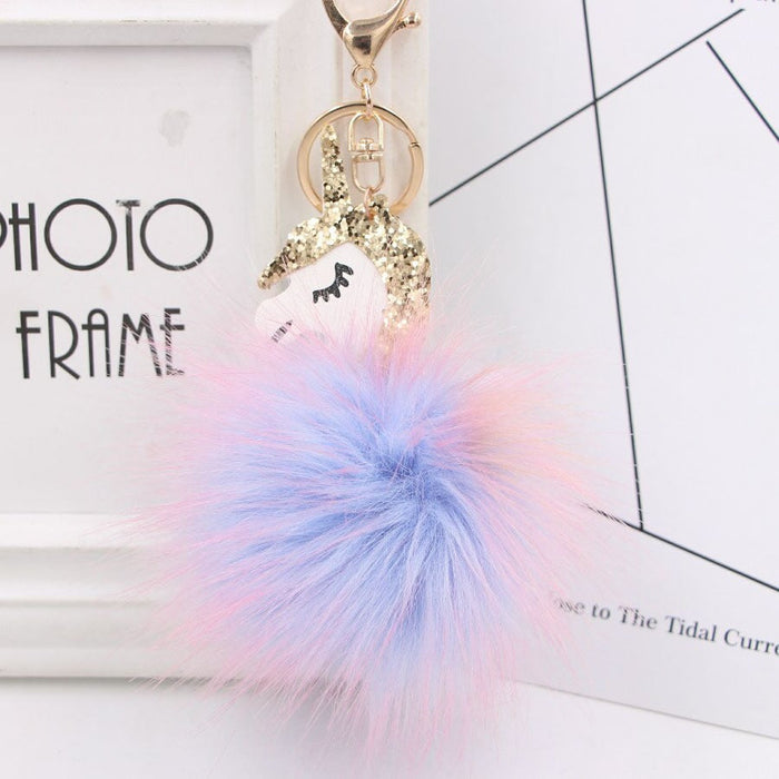 Wholesale Imitation Hair Alloy Hair Ball Pom Pom Keychain JDC-KC-Zuge014 Keychains 祖格 Wholesale Jewelry JoyasDeChina Joyas De China