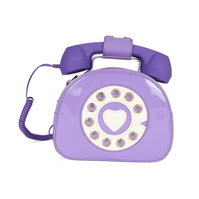 Wholesale imitation old-fashioned telephone PU messenger bag JDC-SD-Hanc002 Shoulder Bags 韩创 purple Wholesale Jewelry JoyasDeChina Joyas De China